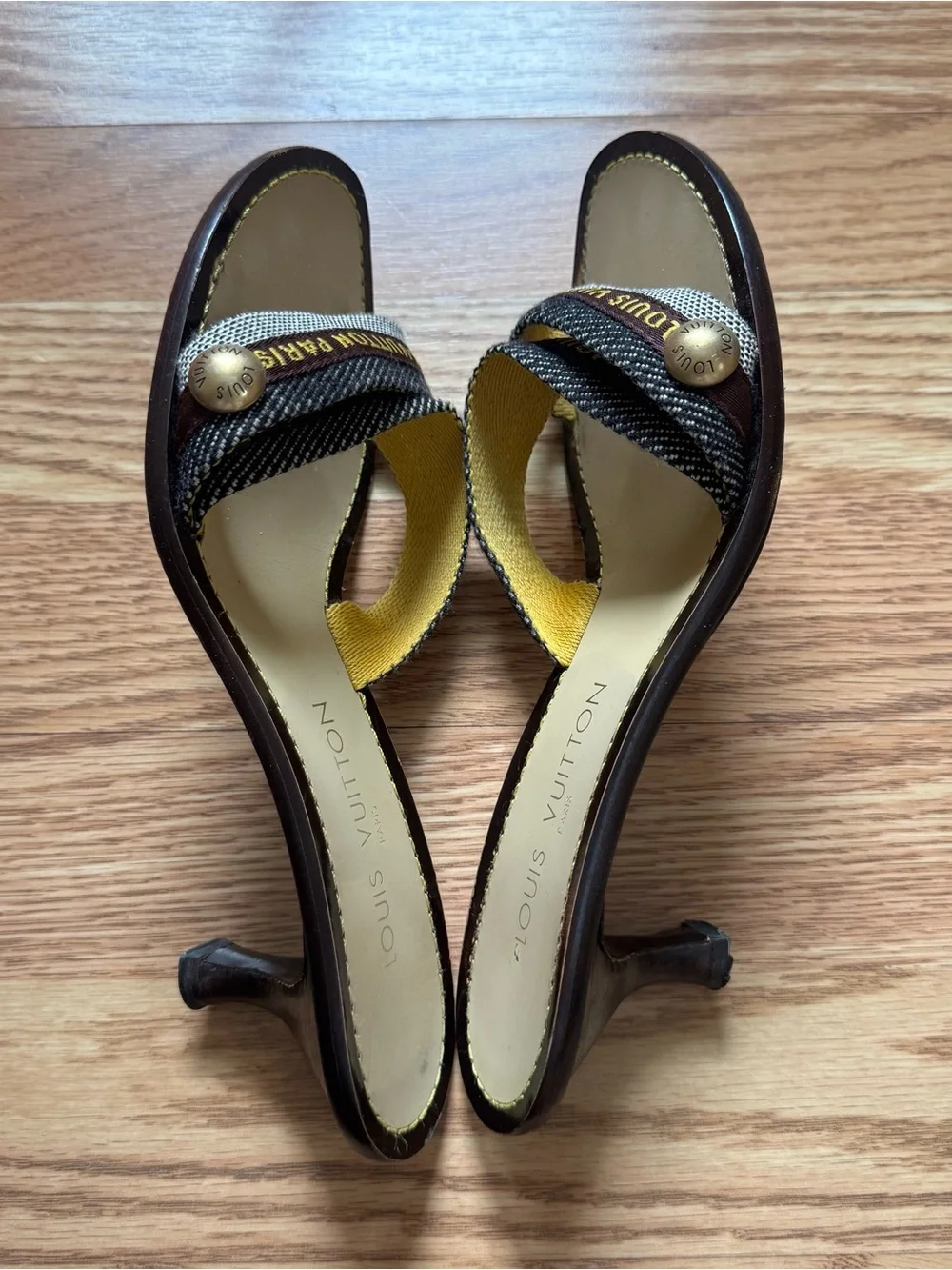 Louis Vuitton Brown & Tan Strappy Heeled Sandals